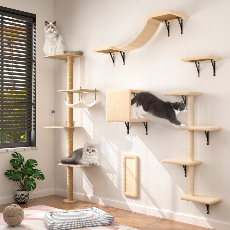 Tucker Murphy Pet Damyanti Wall mounted Cat Tree Shelf 6 Pieces tucker-murphy-pet-damyanti-wall-mounted-cat-tree-shelf-6-pieces